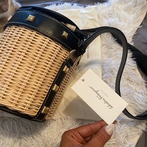 Salvatore Ferragamo Wicker and leather bucket bag
